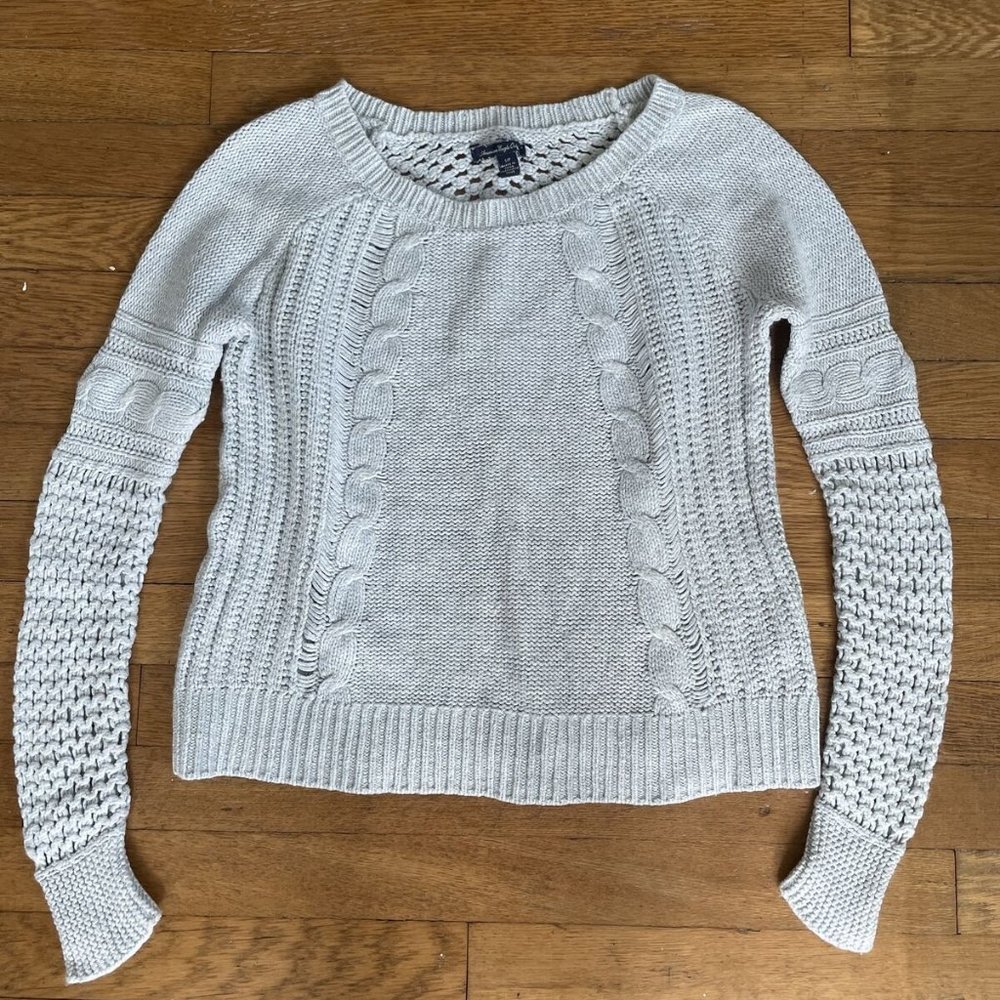 American Eagle AE light blue open cable knit sweater shirt size small women